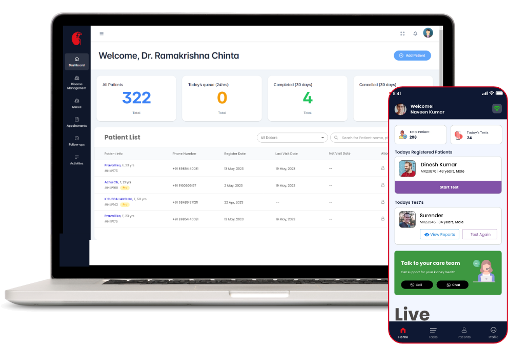 HelloKidney Dashboard and Mobile App